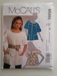 5665 MCCALLS SHORT SLEEVE PEASANT YOKE TOPS 2 LENGTHS PATTERN 18W-24W